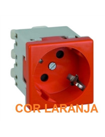 TOMADA SCHUKO C/OBTURADOR - 2 MÓD LARANJA