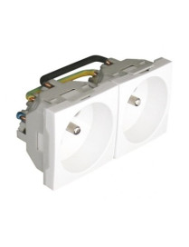 TOMADA DUPLA FRANCESA - 4 MÓD VERMELHA