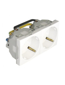 TOMADA DUPLA SCHUKO C/OBTUR - 4 MÓD BRANCA