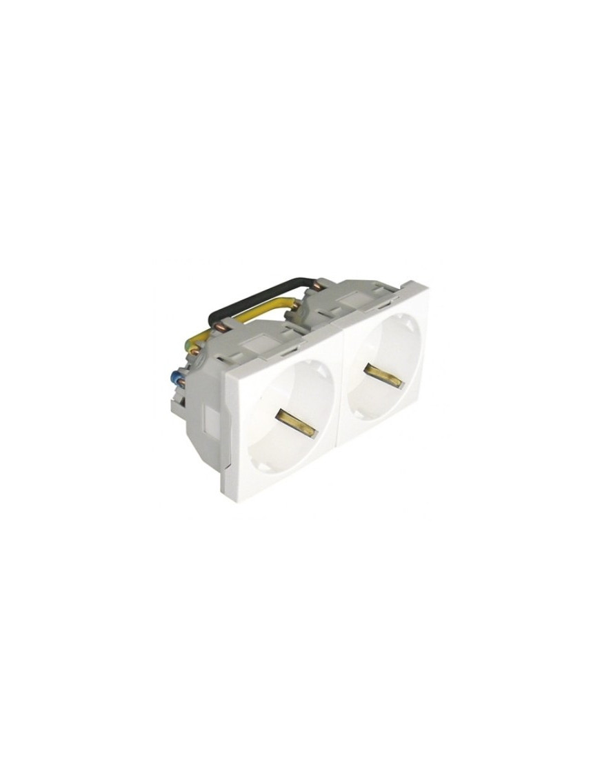 TOMADA DUPLA SCHUKO C/OBTUR - 4 MÓD VERMELHA