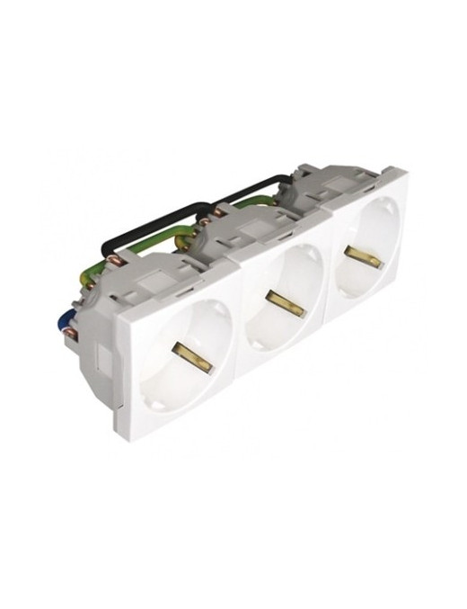 TOMADA TRIPLA SCHUKO C/OBTUR - 6 MÓD VERMELHA