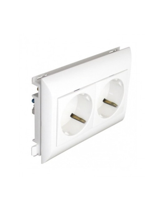 TOMADA DUPLA SCHUKO L75 - 4 MÓD VERMELHA