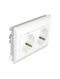TOMADA DUPLA SCHUKO C/OBTUR L75 - 4 MÓD BRANC