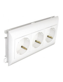 TOMADA TRIPLA SCHUKO L75 - 6 MÓD BRANCA