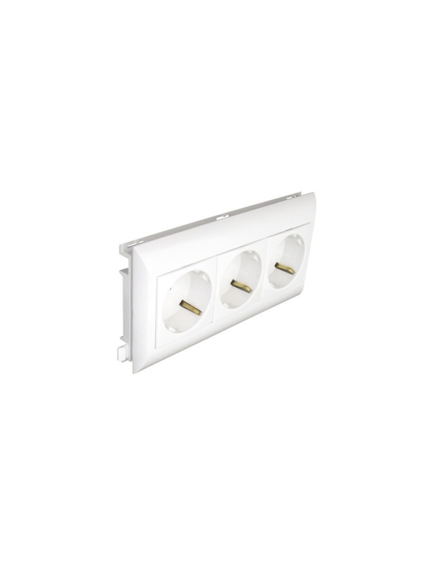 TOMADA TRIPLA SCHUKO L75 - 6 MÓD VERMELHA