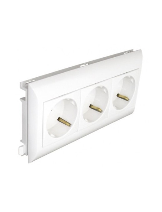 TOMADA TRIPLA SCHUKO C/OBTUR L75 - 6 MÓD VERM