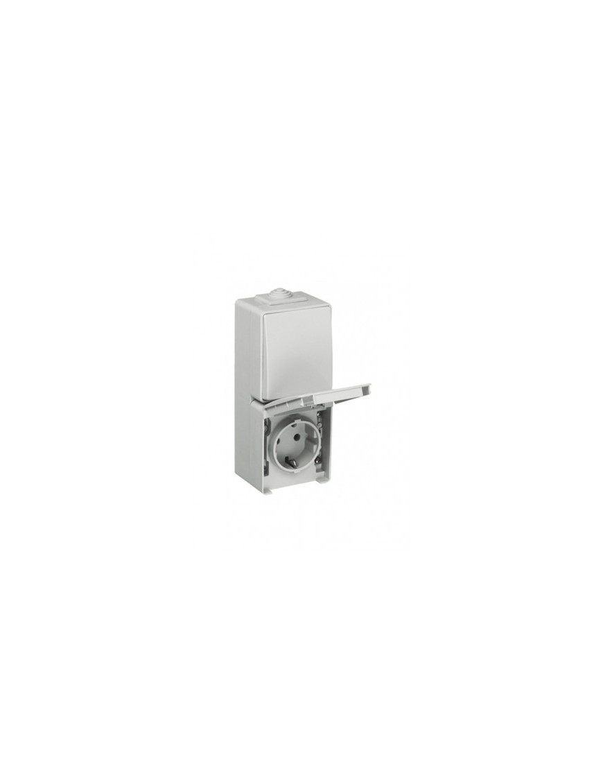 TOMADA DUPLA SCHUKO VERTICAL C/OBT BRANCA