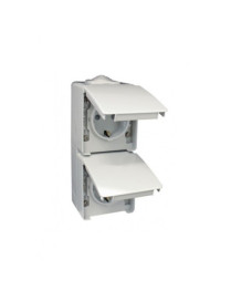TOMADA DUPLA SCHUKO VERTICAL CINZENTA