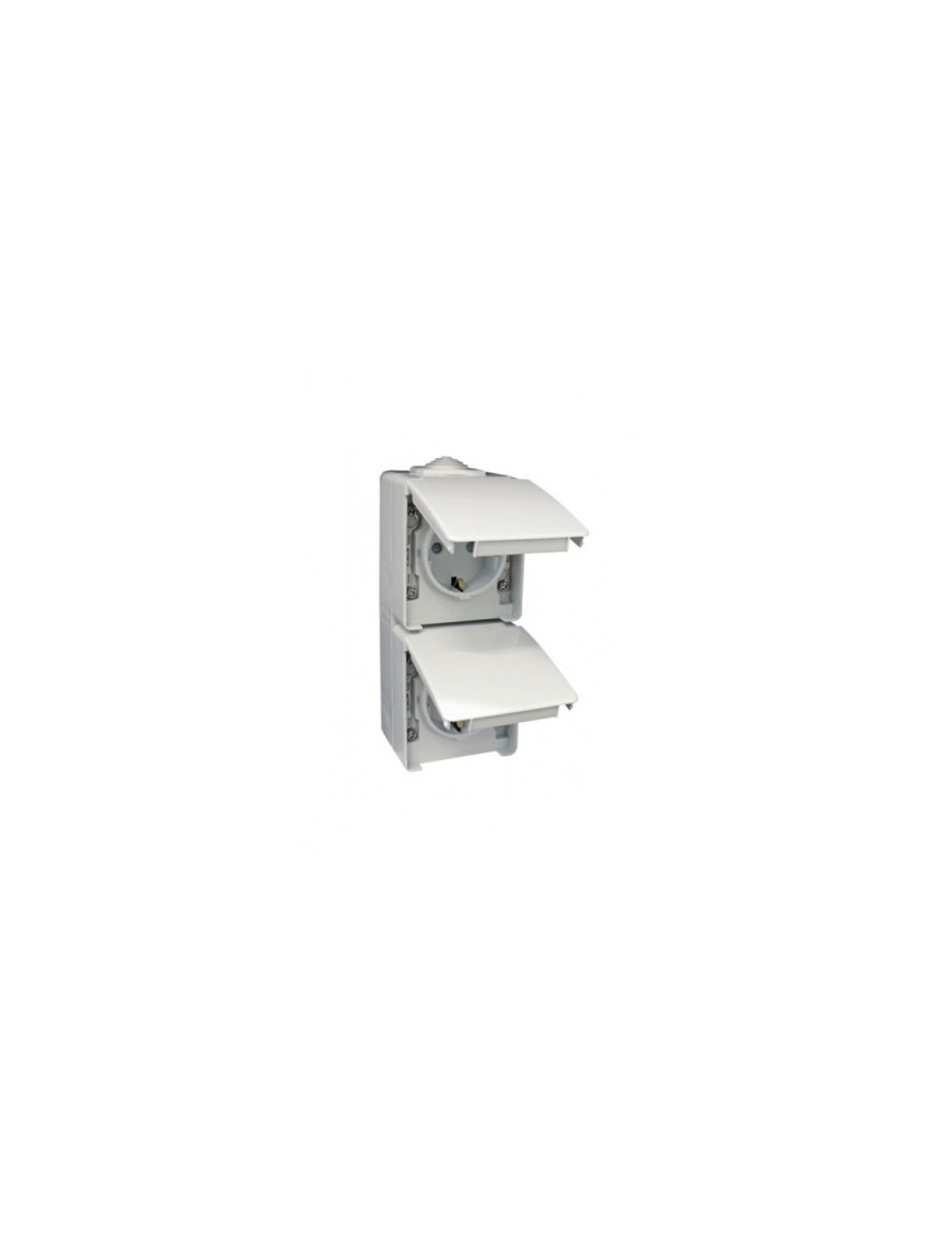 TOMADA DUPLA SCHUKO VERTICAL CINZENTA
