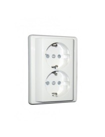 TOMADA DUPLA SCHUKO MONOB C/OBTUR BRANCO