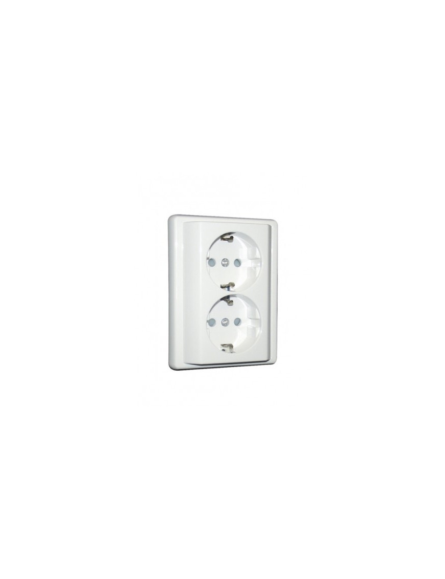 TOMADA DUPLA SCHUKO MONOB C/OBTUR BRANCO