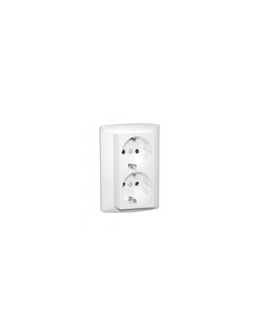TOMADA DUPLA SCHUKO MONOBLOCO BRANCA