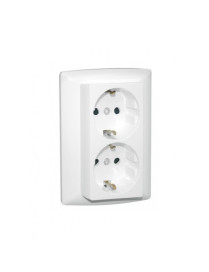 TOMADA DUPLA SCHUKO MONOBLOCO BRANCA