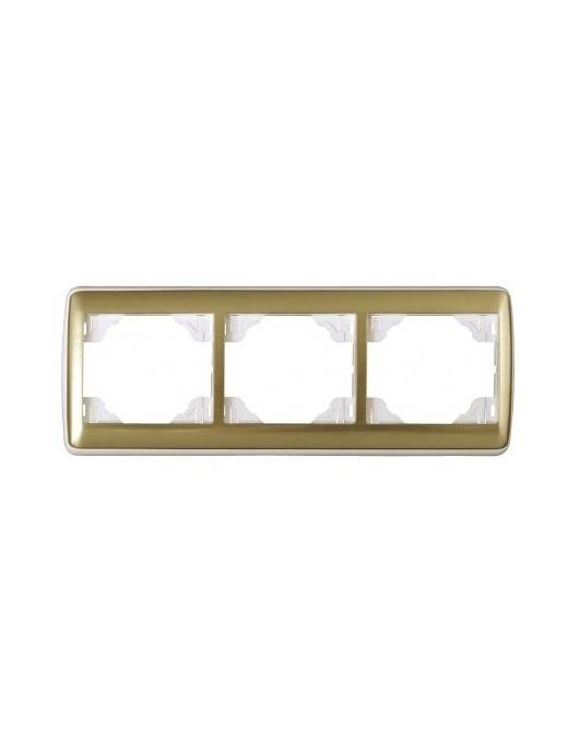 ESPELHO TRIPLO HORIZONTAL MARFIM/OURO