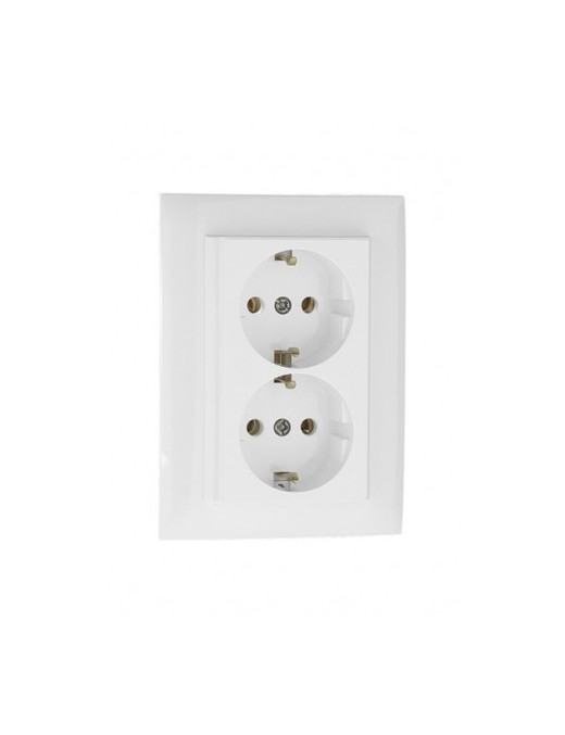 TOMADA DUPLA SCHUKO MONOBLOCO MARFIM