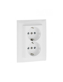 TOMADA DUPLA SCHUKO MONOB C/OBTUR DOURADA