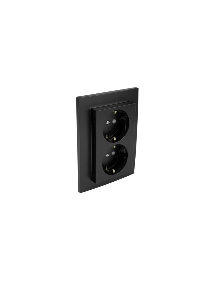TOMADA DUPLA SCHUKO MONOB C/OBTUR PRETA MATE
