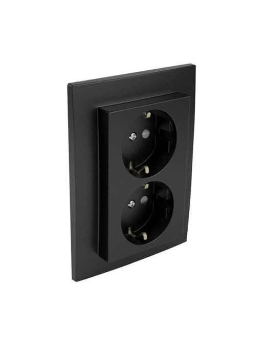 TOMADA DUPLA SCHUKO MONOB C/OBTUR PRETA MATE
