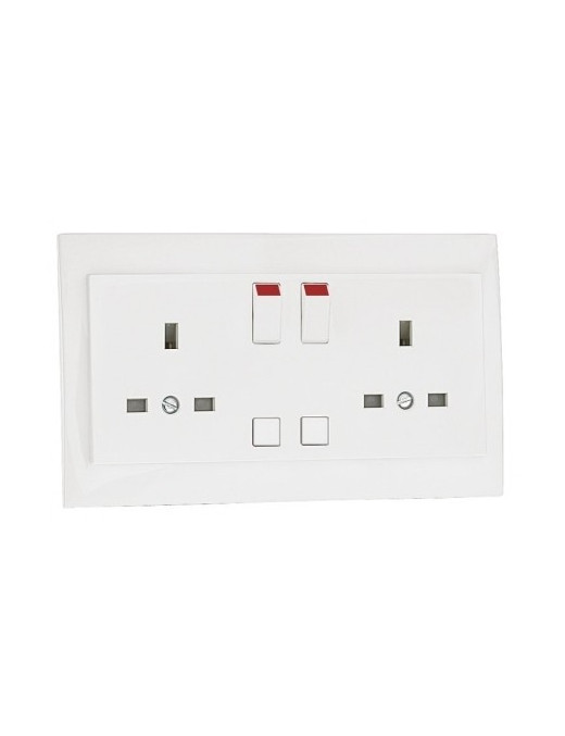 TOMADA DUPLA INGLESA C/INTERRUPTOR GRIS
