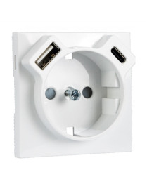 CENTRO P/TOM SCHUKO + USB TIPO A E TIPO C BR