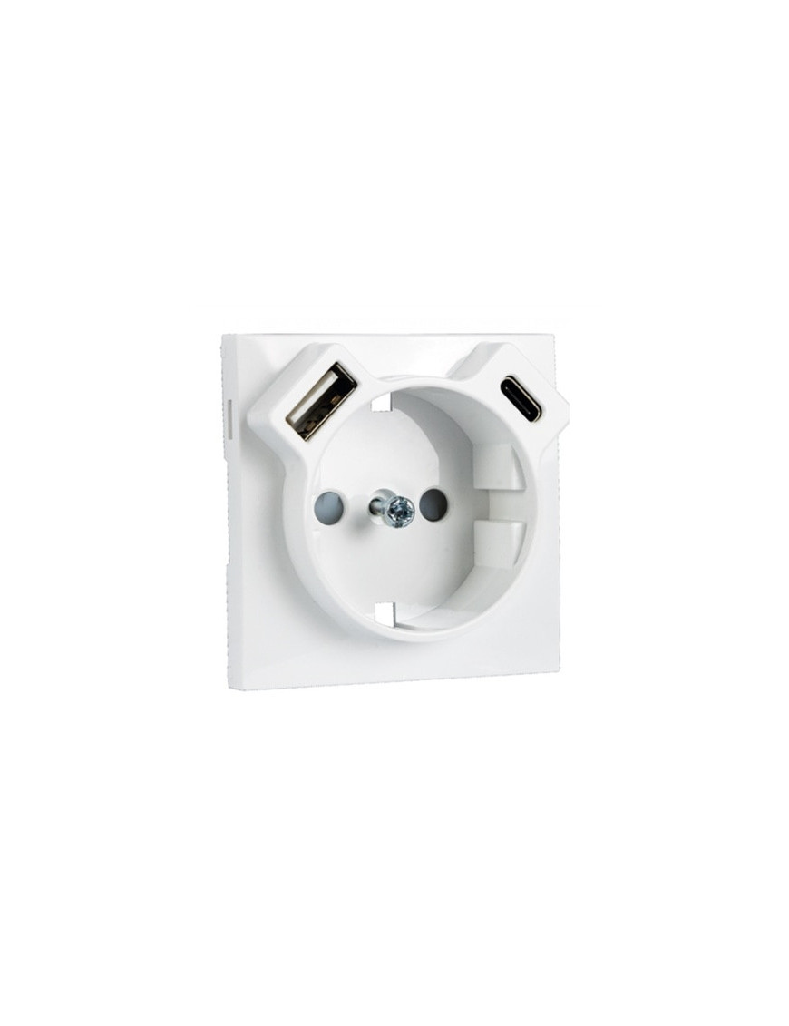 CENTRO P/TOM SCHUKO + USB TIPO A E TIPO C BR