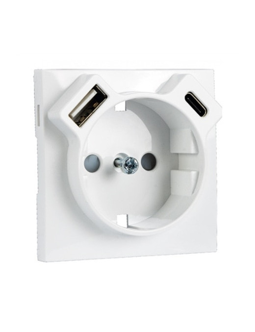 CENTRO P/TOM SCHUKO + USB TIPO A E TIPO C BR